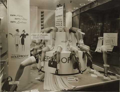 Display of Holeproof stockings at Ball & Welch, 180 Flinders Street, Melbourne, 1939–47