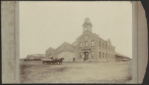 Victorian Railways goods shed, Spencer Street railway yard, Melbourne, Victoria, 1900?