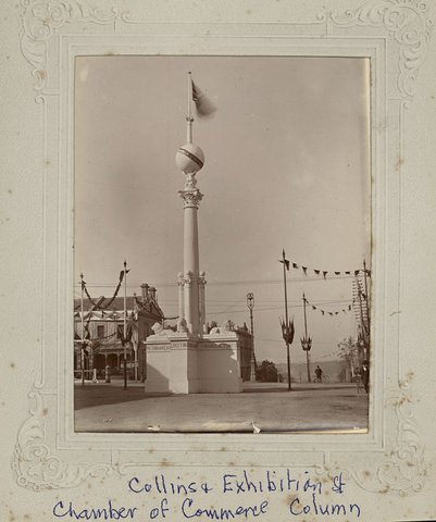 Collins & Exhibition Sts, Chamber of Commerce Column, [Melbourne, Vic.], 1901