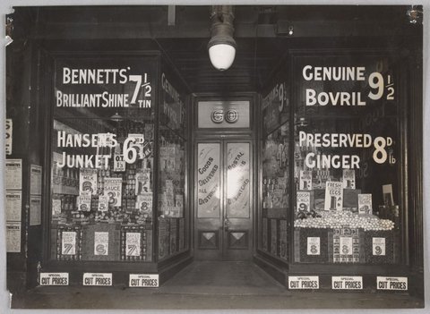 Interior and exterior, Chynoweth Bros, Cash grocers and importers, Windsor, 1911