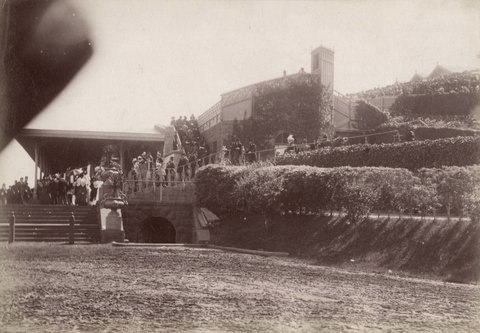 Flemington racecourse - view of stands, 1890–1900