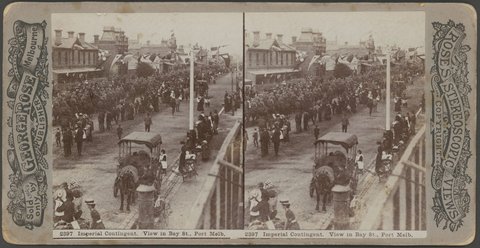 Imperial contingent - view in Bay St. Port Melb. [i.e. Melbourne], c. 1901