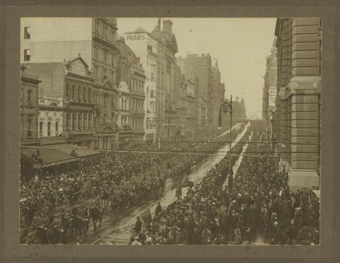 1st. Australian Division leaving Melbourne 1914