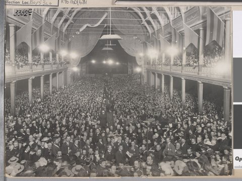 Interior of Melbourne Exhibition housing meeting in favour of foreign missions, 1902