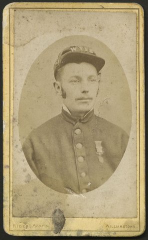 Young man wearing uniform of the Williamstown Volunteer Fire Brigade, 1860–91