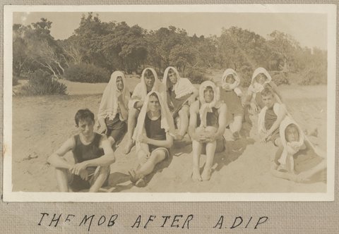 The mob after a dip, Frankston, 1918