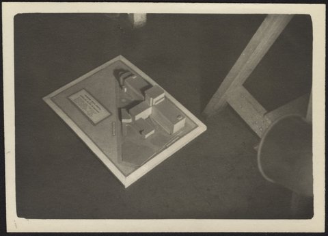 Architectural scale models of the Melbourne Dental Hospital resting on a trestle table, 1940–54