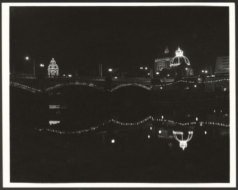 Buildings decorated for the 1954 Royal Tour by Queen Elizabeth and Prince Phillip Melbourne