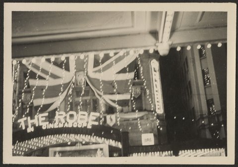 Decoration at the entrance to the Regent Theatre, Melbourne, 1954