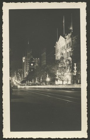 Night photograph of Collins Street, Melbourne, 1934