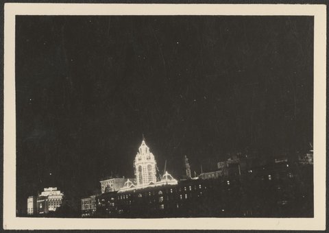 View across Yarra River at night, Melbourne, 1954