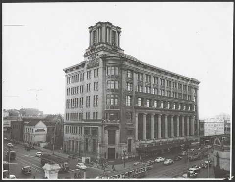 Elevated view of the Argus building, Melbourne, Victoria, 1950–54