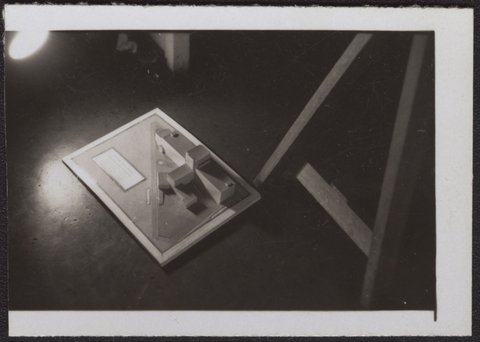 Architectural scale models of the Melbourne Dental Hospital resting on a trestle table, 1940–54
