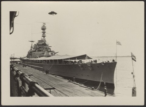 Public visit to Princes Pier, Port Melbourne, to see naval ships of the Special Service Squadron during their stay in Port Philip, 1924