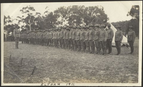 Military camp, Eltham, 1911, 1908