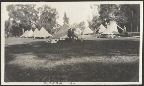 Military camp, Eltham, 1911, 1908