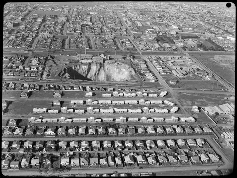 Aerial view of Melbourne suburbs, 1940–50