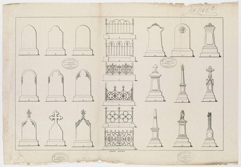Designs for cemetery marble and stone works by J. Simmonds, Swanston Street, Melbourne, 1870s