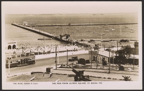 The pier from Alfred Square, St. Kilda, Vic, 1920s
