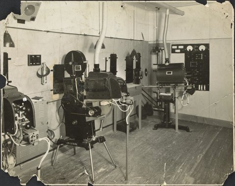 Interior of Century Projection Room at Century Theatre, Swanston Street Melbourne, 1940s