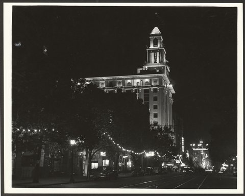 Collins Street, Melbourne, decorated for the 1954 Royal Tour by Queen Elizabeth and Prince Phillip