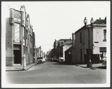 Little Lonsdale Street - north side, looking west from Spring Street corner, 1950