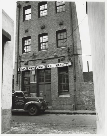 Little Leichardt Street - east side, at no. 28, near corner with Little Lonsdale Street, 1950