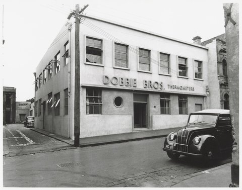 Little Lonsdale Street - north side, at corner with Sherwood Place, 1950