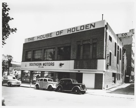 Lonsdale Street - north side, at corner with Exhibition Street, 1950