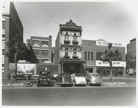 Exhibition Street - east side, near corner of Lonsdale Street, 1950