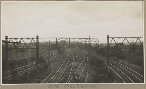 Nth. Melbourne. [View of the tracks.], c. 1915