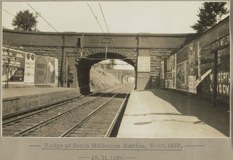 Bridge at South Melbourne Station. Built 1857, 1926