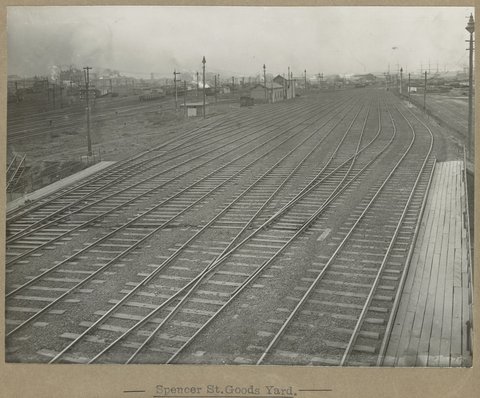Spencer St.Goods Yard. [View of tracks looking towards the station.], 1905–28
