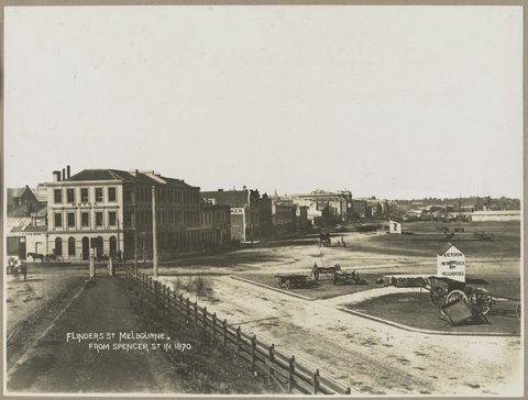 Flinders St. Melbourne from Spencer St. in 1870