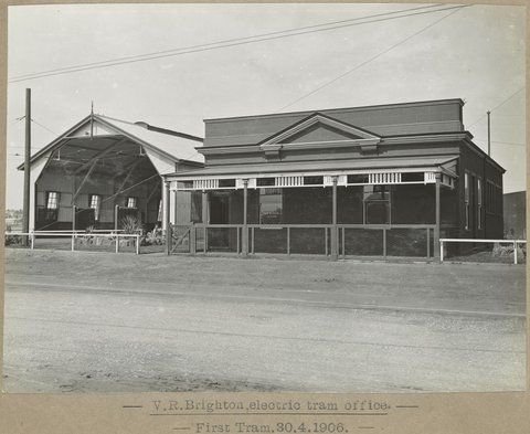 V. R. Brighton, electric tram office. First Tram. 30.4.1906, 1905–28