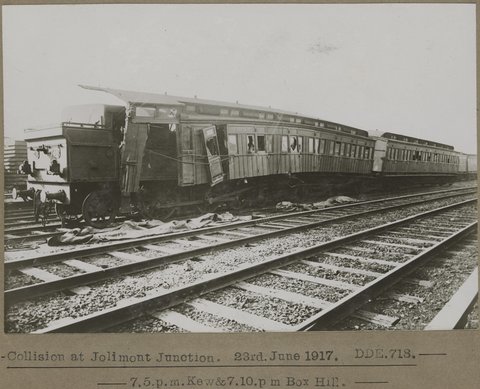 Collision at Jolimont Junction. DDE.718, 1917