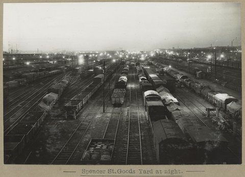 Spencer St.Goods Yard at night, 1905–28