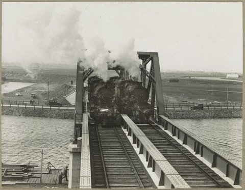 Testing the Maribyrnong Bridge. C.20., C.12., C.7. and C.8, 1928