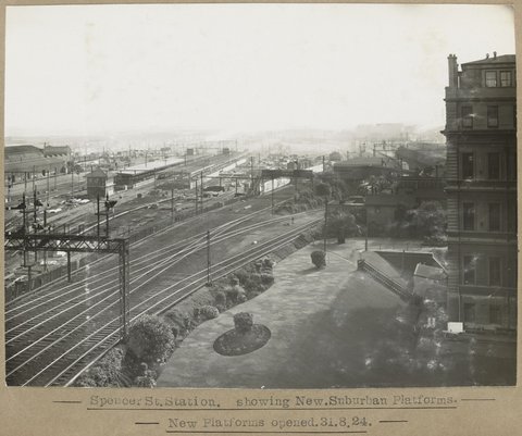 Spencer St.Station. showing New Suburban Platforms. New Platforms opened 31.8.24, 1905–28