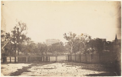 View across Fitzroy Gardens from the present site of Sir William Clarke's House Wellington Parade 1860, 1860–62