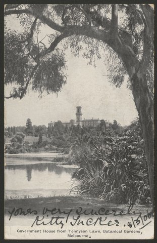 Government House from Tennyson Lawn, Botanical Gardens, Melbourne, c. 1906