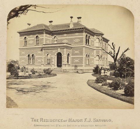 The Residence of Major F. J. Sargood/Commanding the St. Kilda Battery of Volunteer Artillery, 1860–79
