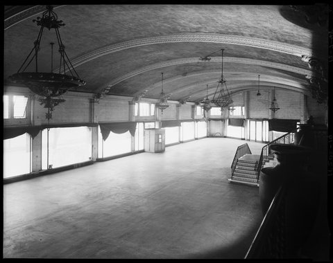 Kellow-Falkiner car showroom, 379 St. Kilda Rd., Melbourne, showing exterior and empty interior display area, 1948