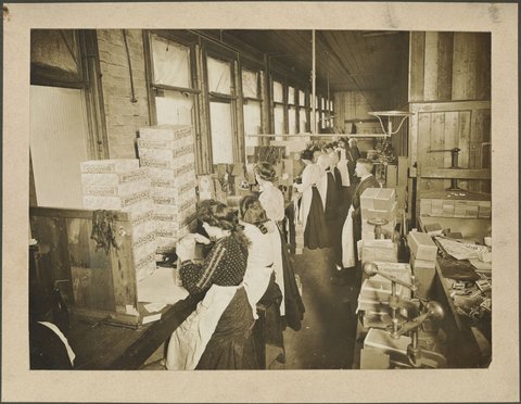 Packing Room, States Tobacco Company, A'Beckett Street, Melbourne ; Cigar Packing Room, A'Beckett Street, Melbourne, 1910