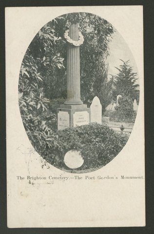 The Brighton Cemetery. - The Poet Gordon's Monument, c. 1905