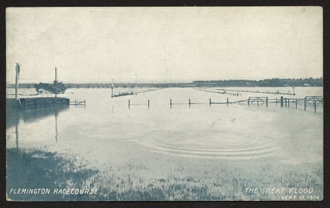FLEMINGTON RACECOURSE. THE GREAT FLOOD SEPT. 10, 1906, c. 1906