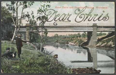 River Yarra and Hawthorn Bridge, Melbourne, 1908?