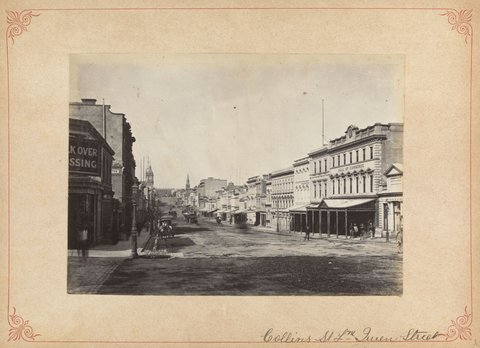Collins St fm [i.e. from] Queen Street, c. 1880