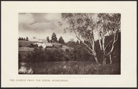 THE CHURCH FROM THE RIVER, HEIDELBERG, 1909?