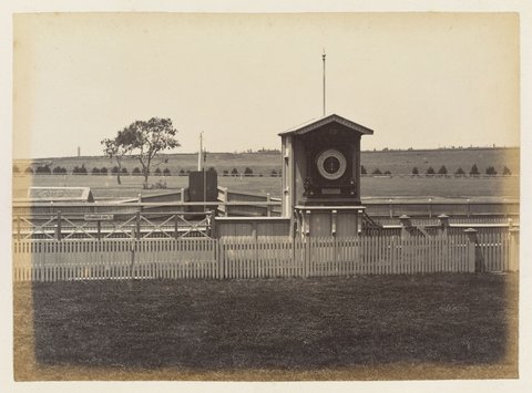 The winning post, Flemington Race Course, c. 1883